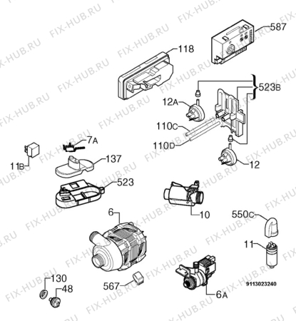 Взрыв-схема посудомоечной машины Faure LVI576N - Схема узла Electrical equipment 268